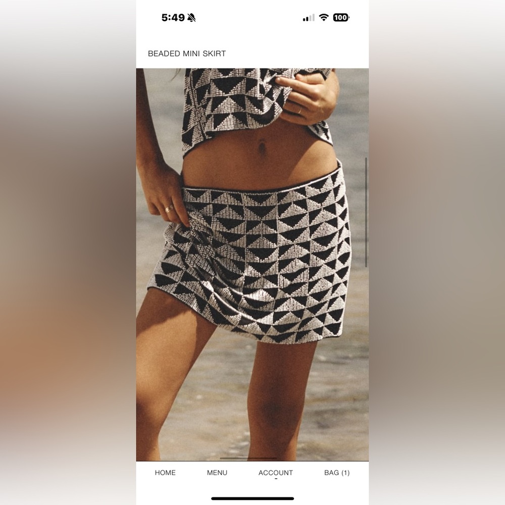 Zara- size L, beaded, mini skirt,excellent condition, never worn or washed.